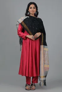 Black & Cloud Grey Ikat Dupatta image 1