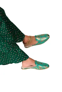 Regal Firozi Brocade Slider Mules image 1