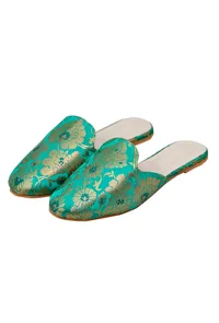 Regal Firozi Brocade Slider Mules image 2