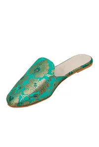 Regal Firozi Brocade Slider Mules image 3