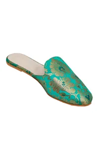 Regal Firozi Brocade Slider Mules image 4