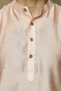 Muted Salmon Pink Pure Banarasi Silk Chanderi Kurta image 6