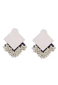 Square Shaped Handcrafted Fabric Style Earrings image 2