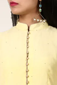 This Plain Yellow Georgette Anarkali Dress With Sitara Work image 4