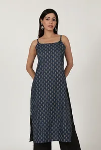 Ajrakh Printed blue Color Cotton Slip image 1
