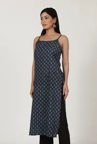 Ajrakh Printed blue Color Cotton Slip image 2