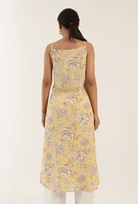 Yellow Color Cotton Slip With Multicolor Motif image 4