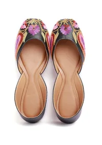 Black Violet Floral Tili Aari Embroidery Jutti image 1