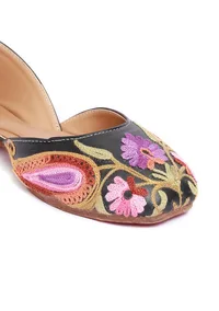 Black Violet Floral Tili Aari Embroidery Jutti image 6