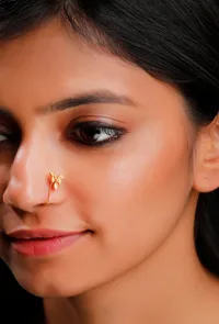 Gold Leaf Intricate Motif Brass Nosepin image 1