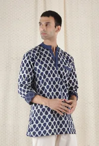 Aouli Cotton Indigo Short Kurta image 3