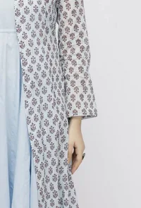 Blue Kota Hand-Block Printed Cape image 6