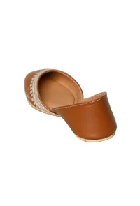Tan Embroidered Cruelty-Free Leather Juttis image 6