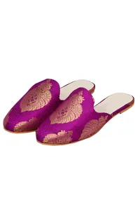 Imperial Magenta Brocade Slider Mules image 2