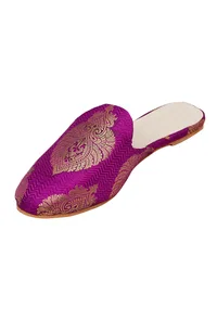 Imperial Magenta Brocade Slider Mules image 3