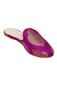 Imperial Magenta Brocade Slider Mules image 4