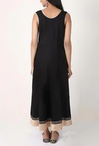 Black Rayon Midi Dress With Gota Applique image 4