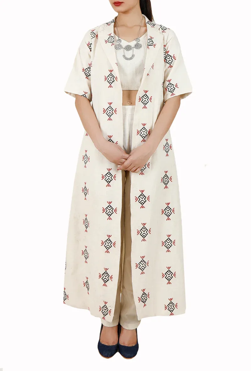 Pure Cotton Toda Embroidery Trench Coat