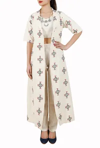 Pure Cotton Toda Embroidery Trench Coat image 2