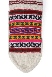 Off-White & & Multi Hand Knitted Woolen Winter Socks image 6