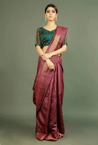 Green Modal Silk Ajrakh Blouse image 2