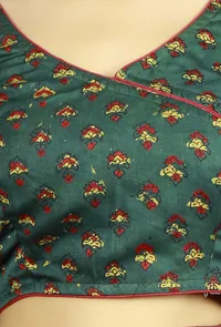 Green Modal Silk Ajrakh Blouse image 6