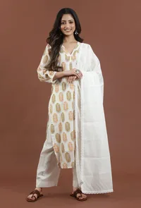 Solid Cotton Dupatta with Lace Border image 3