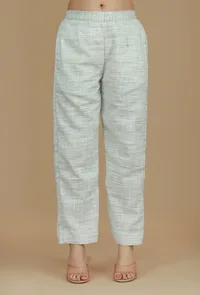 Set of 2 Light Grey Cotton Khadi Kurta with Matching Cotton Khadi Pants image 4