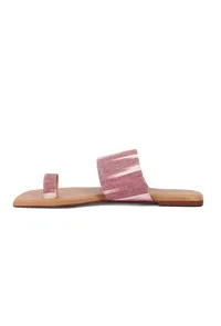 Pink & Cinnamon Brown Ikat One Toe Cruelty Free Leather Flats image 4