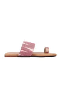 Pink & Cinnamon Brown Ikat One Toe Cruelty Free Leather Flats image 5
