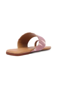 Pink & Cinnamon Brown Ikat One Toe Cruelty Free Leather Flats image 6