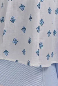 Blue Woven Cotton Striped Flared Pants image 4