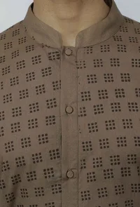 Set of 2: Mud Brown Cotton Block Print Kurta and Pyjama image 5