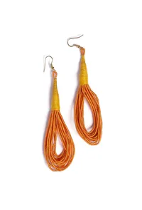Sunshine Orange Thread Tribal Earrings image 2