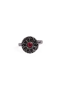 Yukti Red Stone German Silver Adjustable Toe Ring image 4