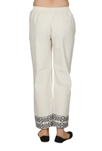 Ivory-Black Cotton Voile Cross Stitch Palazzo image 3