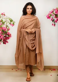 Brown Kota embroidered Dupatta image 1