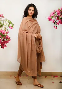 Brown Kota embroidered Dupatta image 2