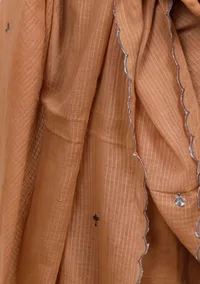 Brown Kota embroidered Dupatta image 4