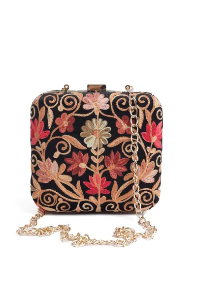 Black velvety box clutch