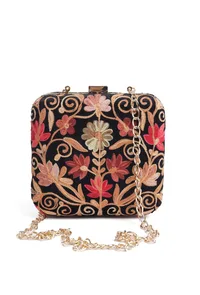 Black velvety box clutch image 1