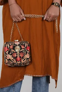 Black velvety box clutch image 2