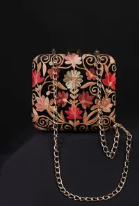 Black velvety box clutch image 3