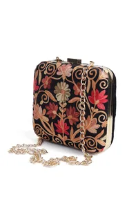 Black velvety box clutch image 4