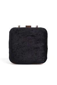Black velvety box clutch image 5