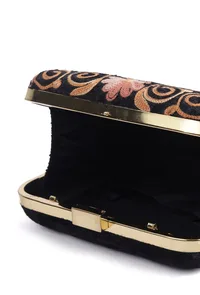 Black velvety box clutch image 6