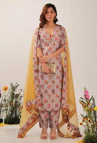 Airi Mustard Organza Tasseled Dupatta image 1