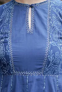 Bristi Indigo Floral Printed Kalidar Kurta Dress image 5