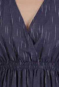 Spruce blue color ikkat overlapped dress image 5