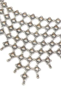 Rajwada Jaali Antique Oxidized Silver Necklace Set image 3